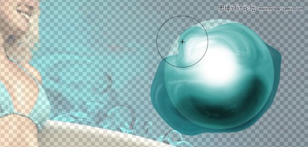 Photoshop合成从水花中冲出的海边美女