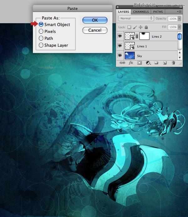Photoshop合成从水花中冲出的海边美女
