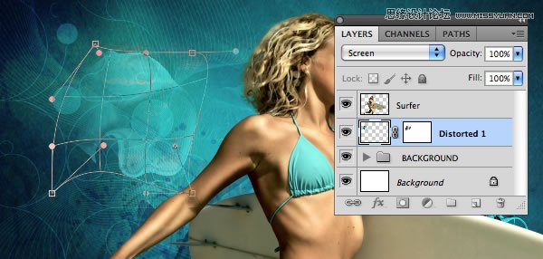 Photoshop合成从水花中冲出的海边美女