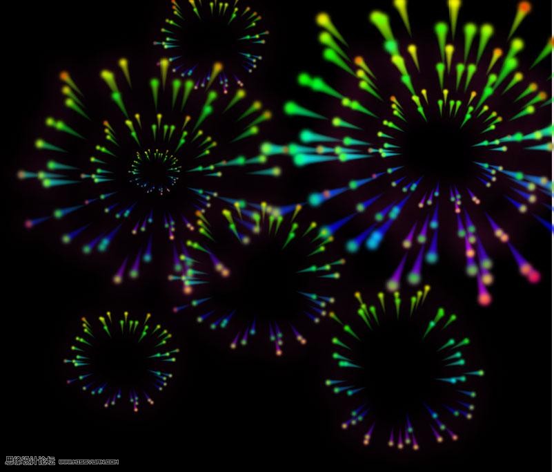 Photoshop制作时尚绚丽的烟花效果图