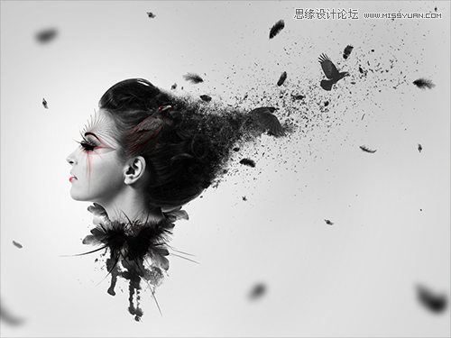 Photoshop合成抽象风格的美女艺术头像