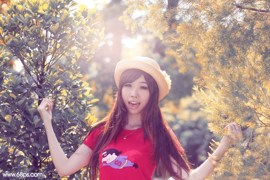 Photoshop调出可爱女孩秋季暖色效果