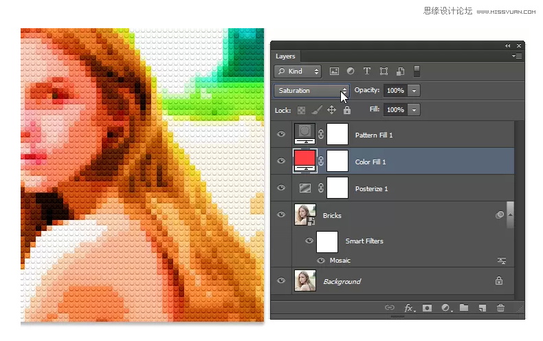 Photoshop把人像照片变成乐高像素拼图