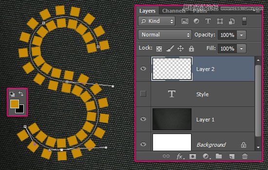 Photoshop制作黄金点状效果艺术字教程
