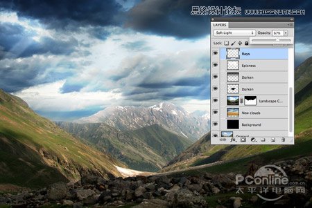 Photoshop调出山脚风光照片鲜艳唯美色彩