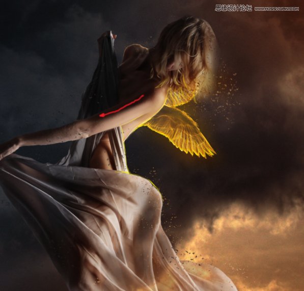 Photoshop合成在乌云密布中飞舞的天使