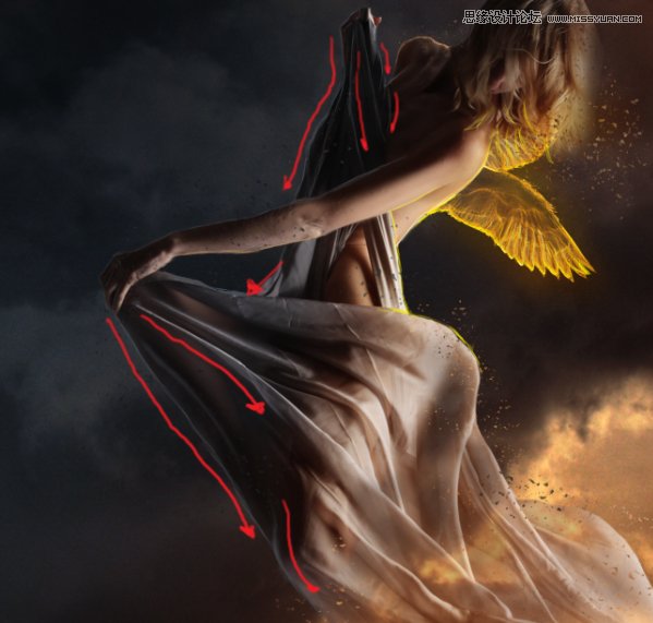 Photoshop合成在乌云密布中飞舞的天使