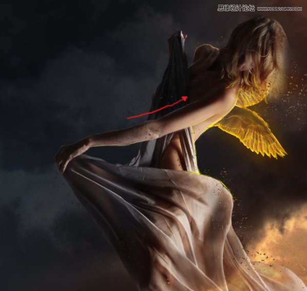 Photoshop合成在乌云密布中飞舞的天使