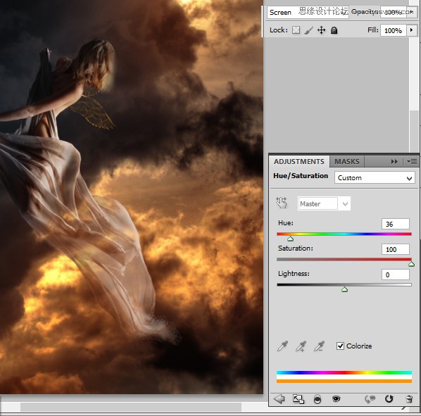 Photoshop合成在乌云密布中飞舞的天使