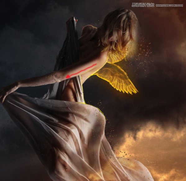 Photoshop合成在乌云密布中飞舞的天使