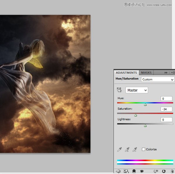 Photoshop合成在乌云密布中飞舞的天使