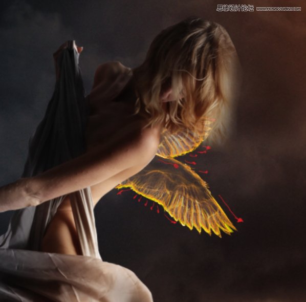 Photoshop合成在乌云密布中飞舞的天使