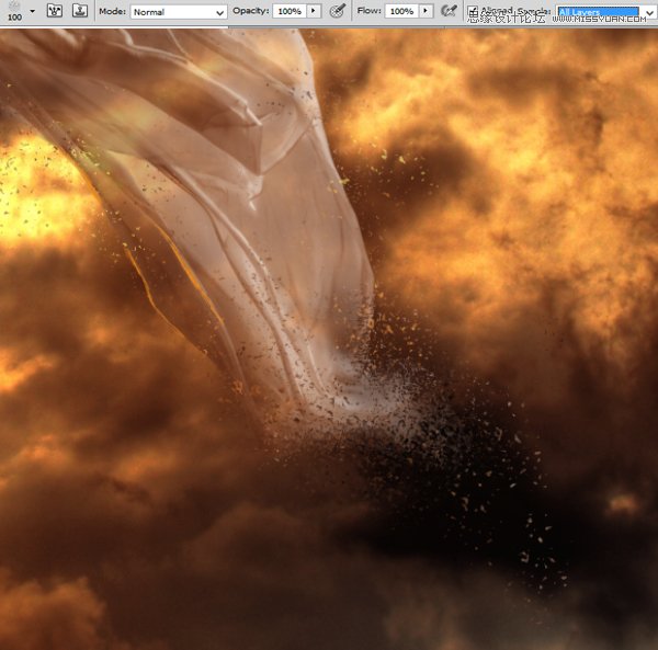Photoshop合成在乌云密布中飞舞的天使
