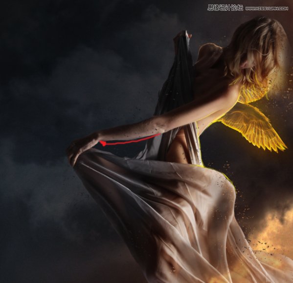 Photoshop合成在乌云密布中飞舞的天使