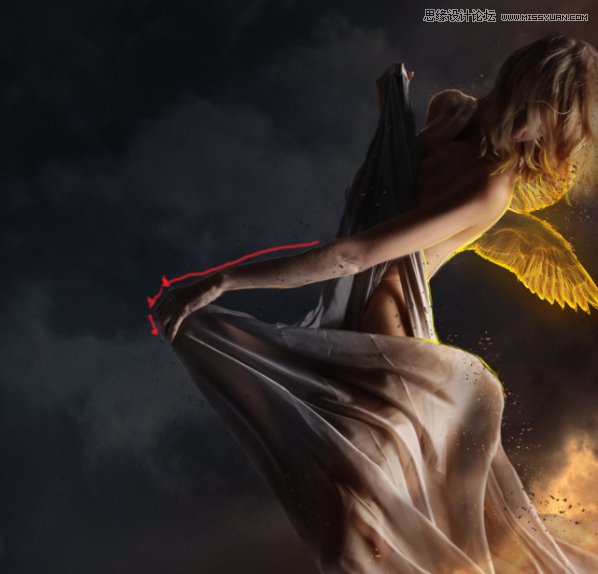 Photoshop合成在乌云密布中飞舞的天使