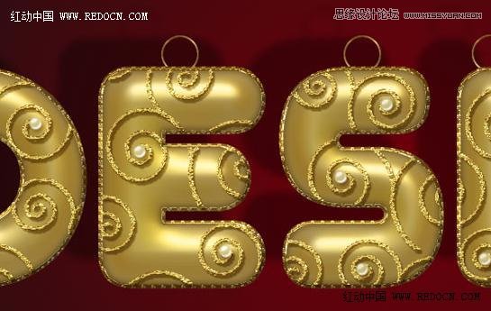 Photoshop制作大气的圣诞节艺术字教程