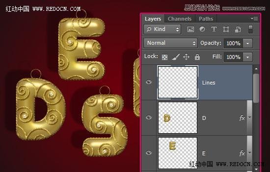 Photoshop制作大气的圣诞节艺术字教程