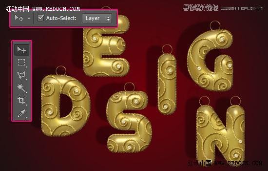 Photoshop制作大气的圣诞节艺术字教程