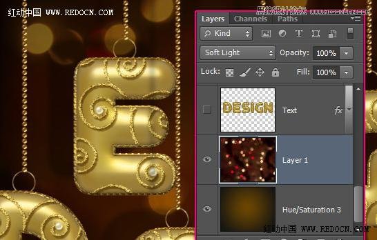 Photoshop制作大气的圣诞节艺术字教程