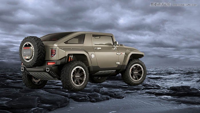 Photoshop合成超酷的汽车行驶海报