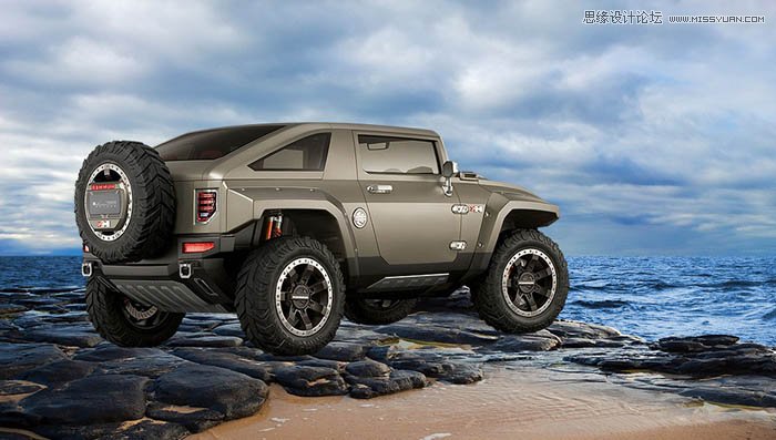 Photoshop合成超酷的汽车行驶海报