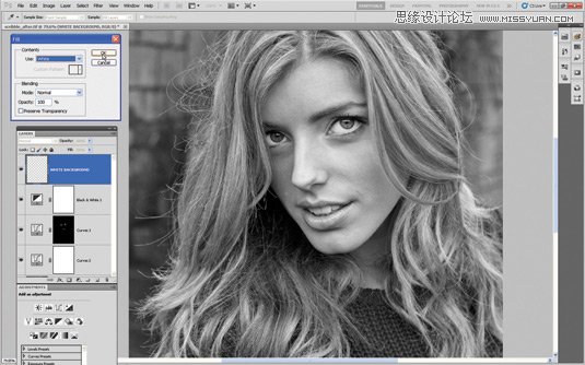 Photoshop把美女人像照片转化成手绘素描效果