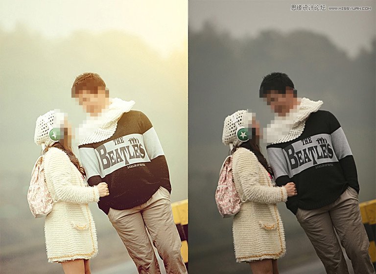 Photoshop调出情侣照片春季暖色效果
