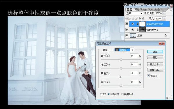 Photoshop调出婚纱照片唯美的青色调