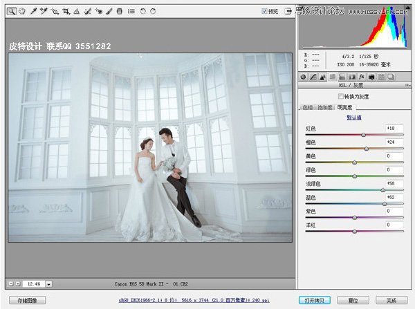 Photoshop调出婚纱照片唯美的青色调