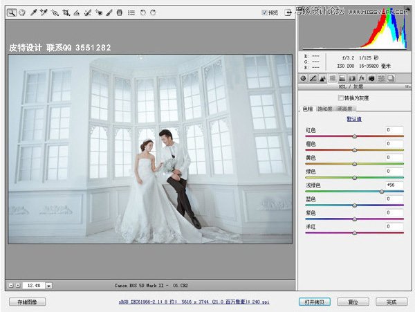 Photoshop调出婚纱照片唯美的青色调