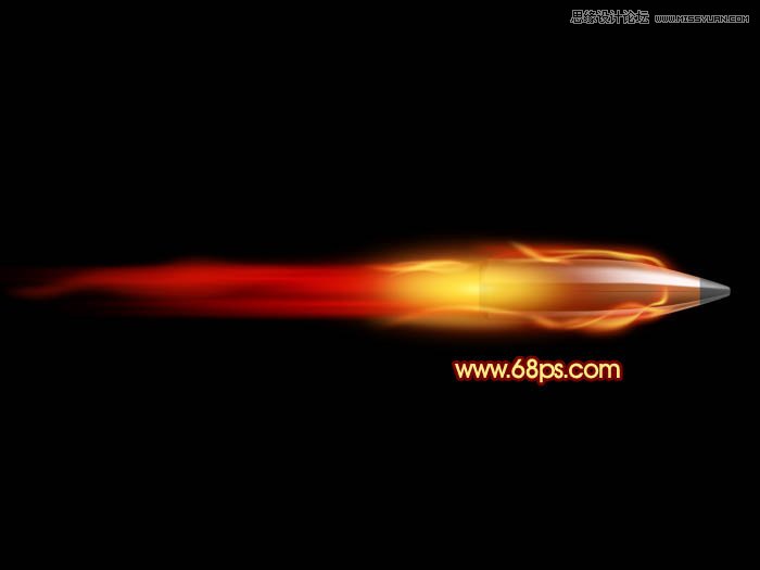 Photoshop制作急速行驶的烈焰弹头教程