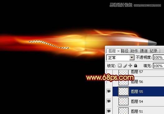 Photoshop制作急速行驶的烈焰弹头教程