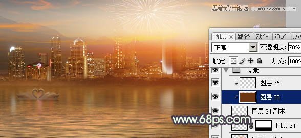 Photoshop合成绚丽城市背景的夜景婚片