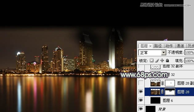 Photoshop合成绚丽城市背景的夜景婚片
