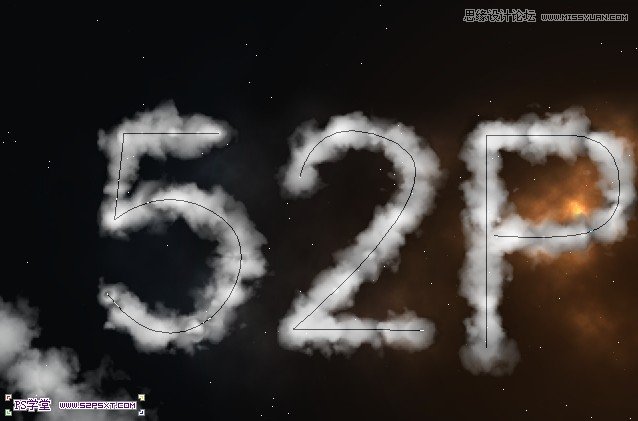 Photoshop制作由云朵组成的艺术字教程