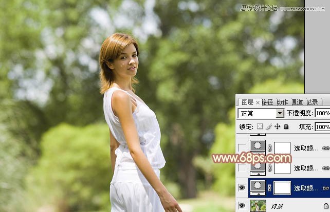 Photoshop给国外外景人像添加朦胧黄色调