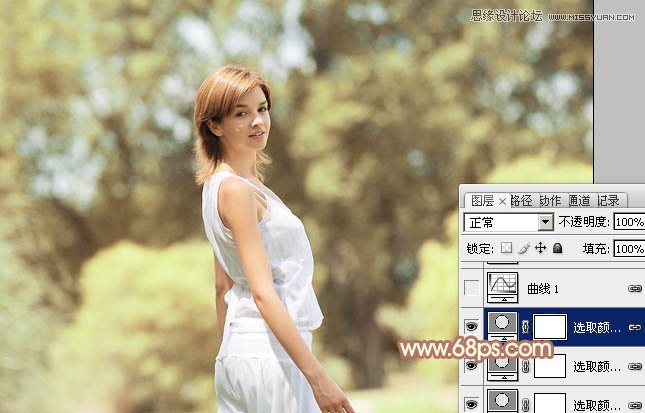 Photoshop给国外外景人像添加朦胧黄色调