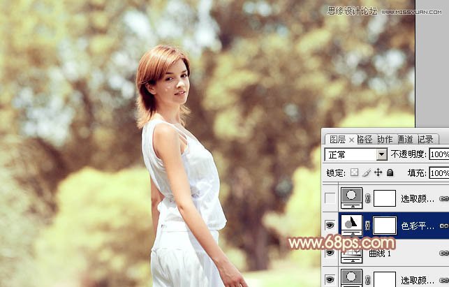Photoshop给国外外景人像添加朦胧黄色调