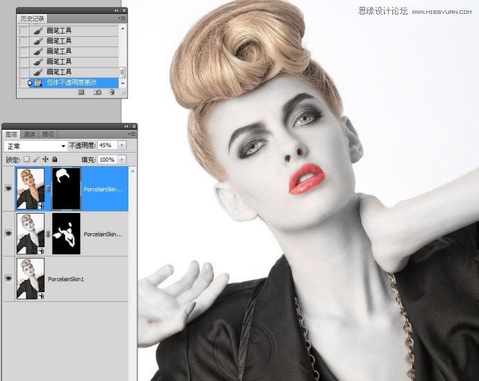 Photoshop调出国外美女人像瓷娃娃效果