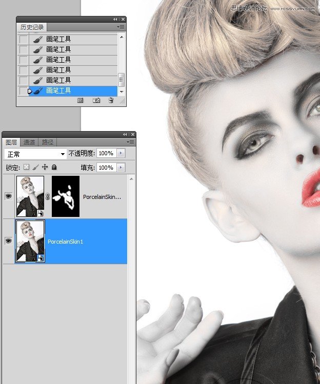 Photoshop调出国外美女人像瓷娃娃效果