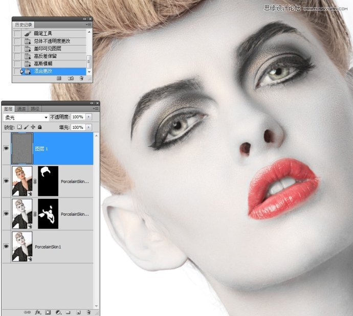 Photoshop调出国外美女人像瓷娃娃效果
