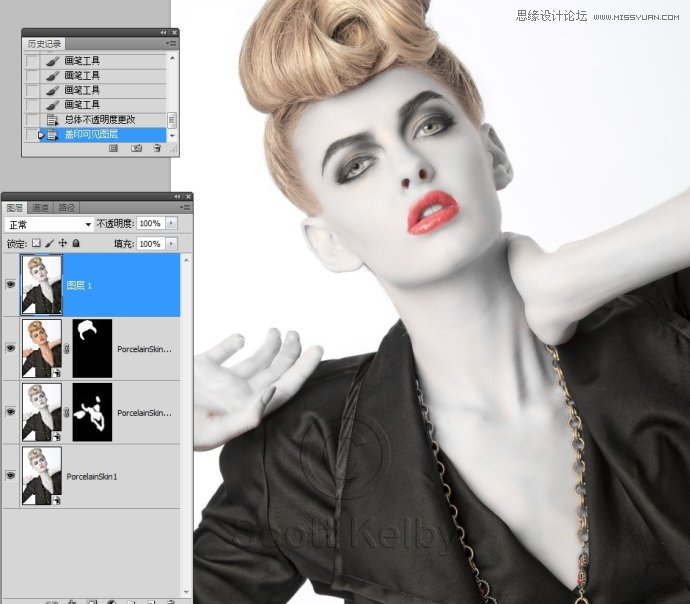 Photoshop调出国外美女人像瓷娃娃效果