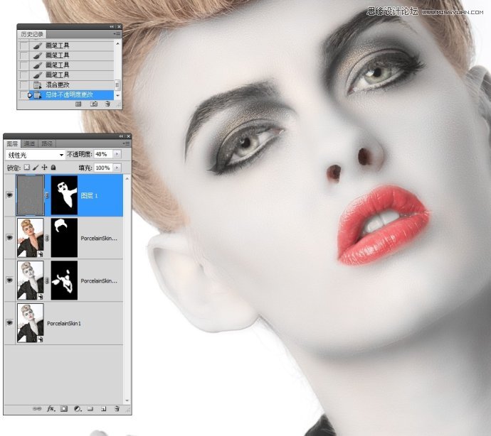 Photoshop调出国外美女人像瓷娃娃效果