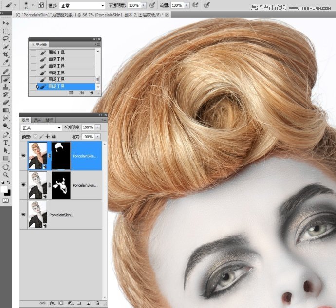 Photoshop调出国外美女人像瓷娃娃效果