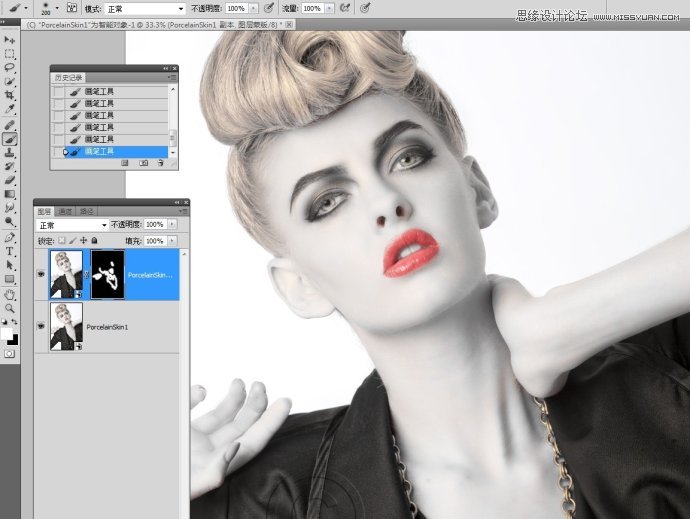 Photoshop调出国外美女人像瓷娃娃效果