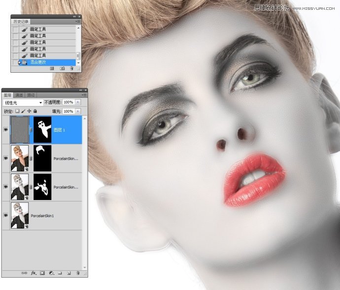 Photoshop调出国外美女人像瓷娃娃效果
