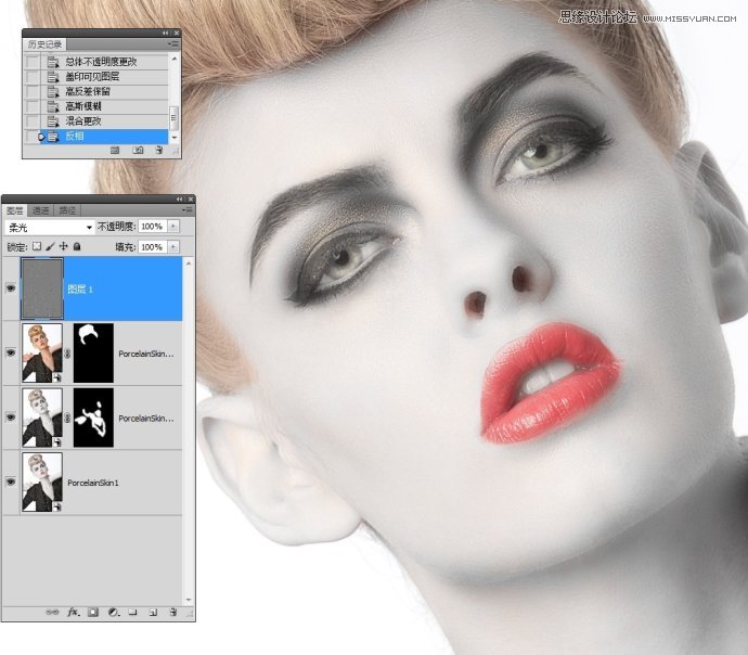 Photoshop调出国外美女人像瓷娃娃效果