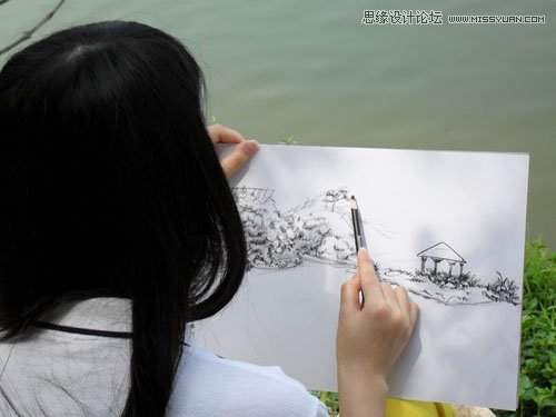 Photoshop合成外景婚纱照写生效果
