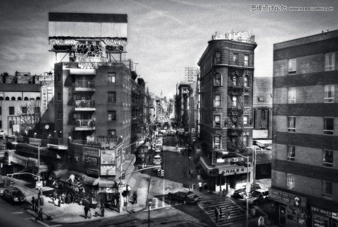 Photoshop两种方法打造怀旧街景