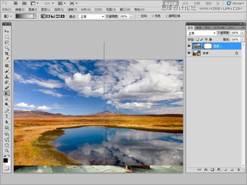 Photoshop给古建筑人像天空添加蓝天白云